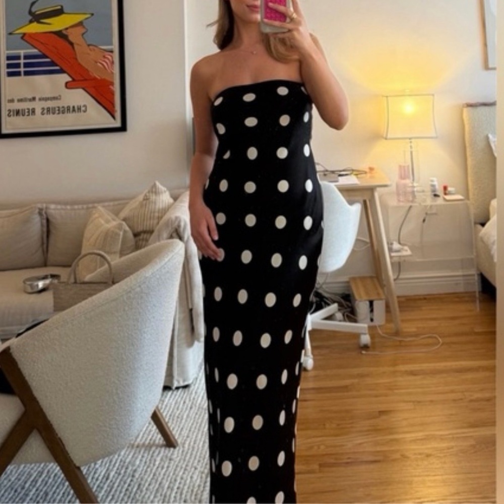 Reformation Oren Silk Dress In Moon Dot, NWOT, NEVER WORN, NO FLAWS. - Picture 5 of 5
